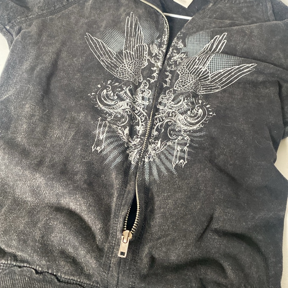 Vintage Miken Black Hoodie With Angel Wings - image 7